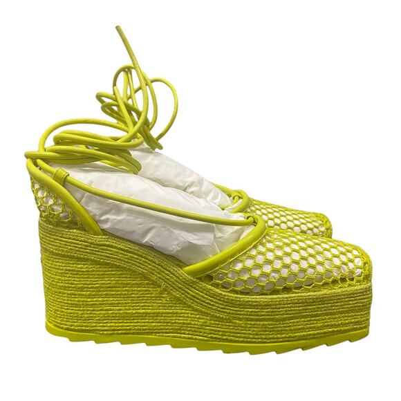 Bottega Veneta Stretch Mesh Wedge Sandal Green 39 - Picture 1 of 10